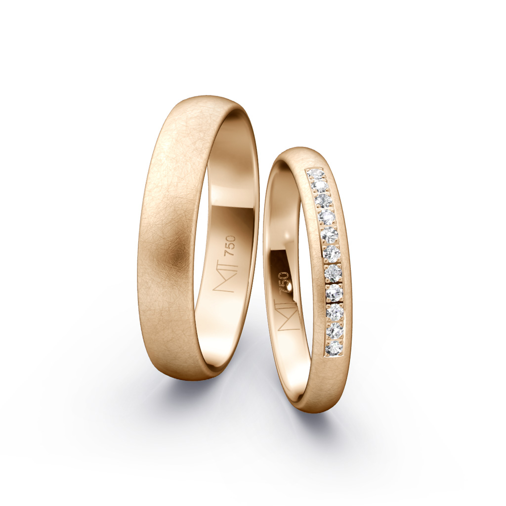 Trauringe mit Brillantreihe in Roségold 750, Ansicht 2