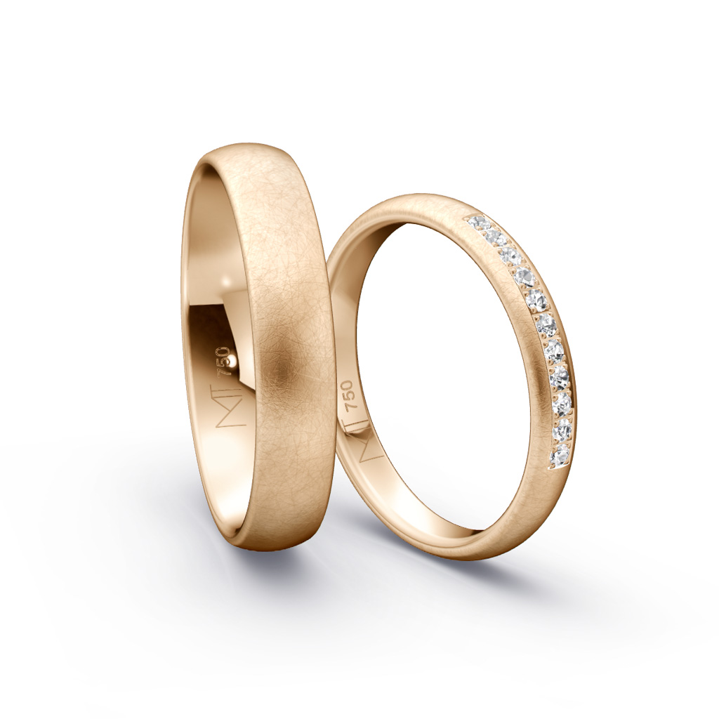 Trauringe mit Brillantreihe in Roségold 750, Ansicht 3