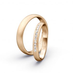 Trauringe mit Brillantreihe in Roségold 750, matt