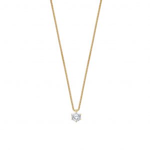 Zarte Halskette aus 585 Gelbgold mit brillantem Diamantanhänger – stilvoll und dezent