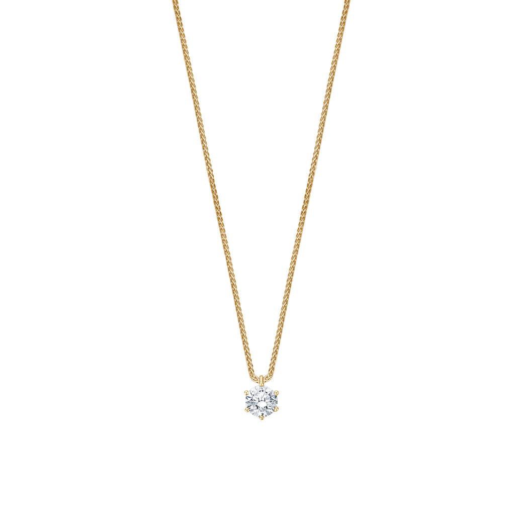Zarte Halskette aus 585 Gelbgold mit brillantem Diamantanhänger – stilvoll und dezent