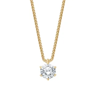 Halskette in Gelbgold 585 mit Brillant-Anhänger, ganze Kette