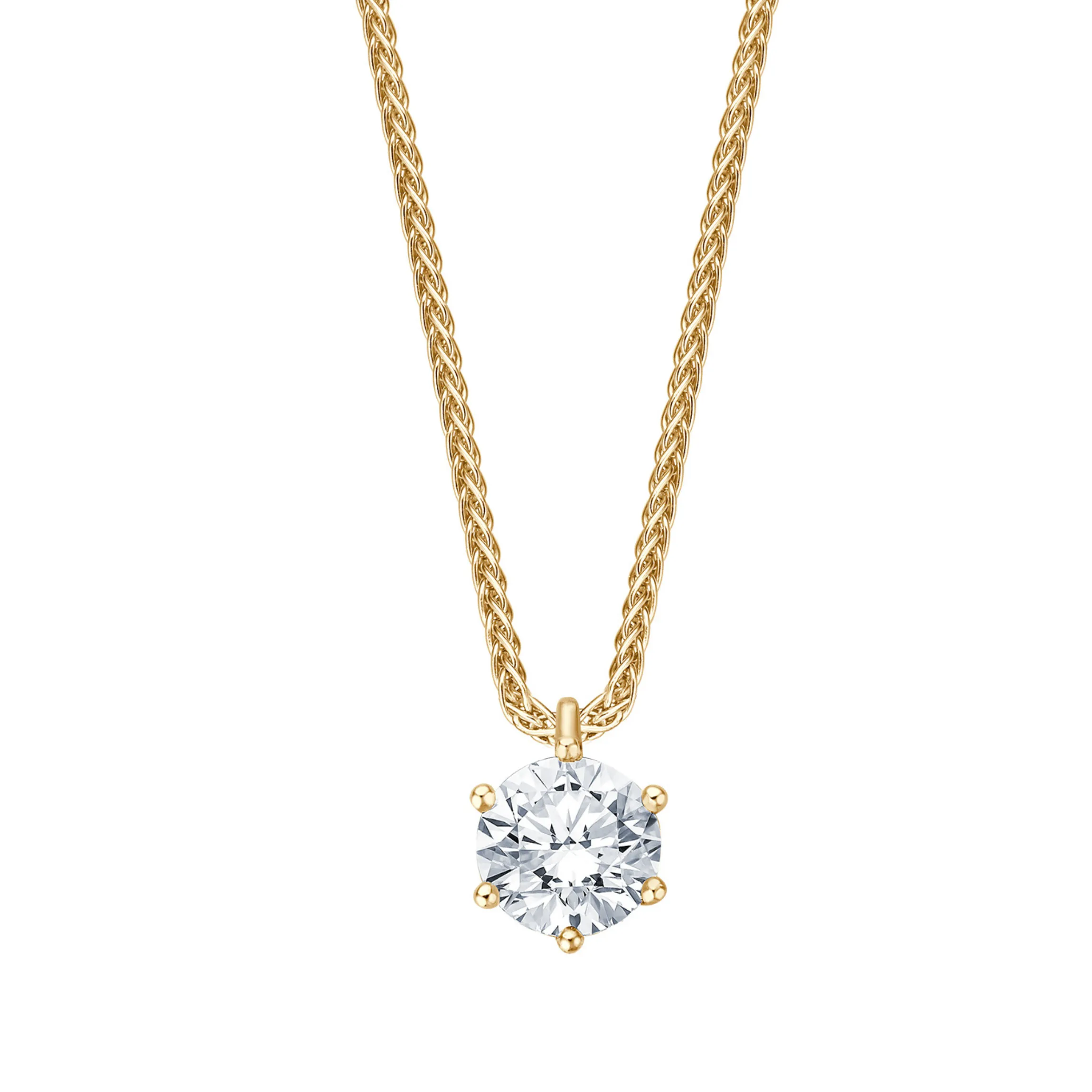 Halskette in Gelbgold 585 mit Brillant-Anhänger, ganze Kette