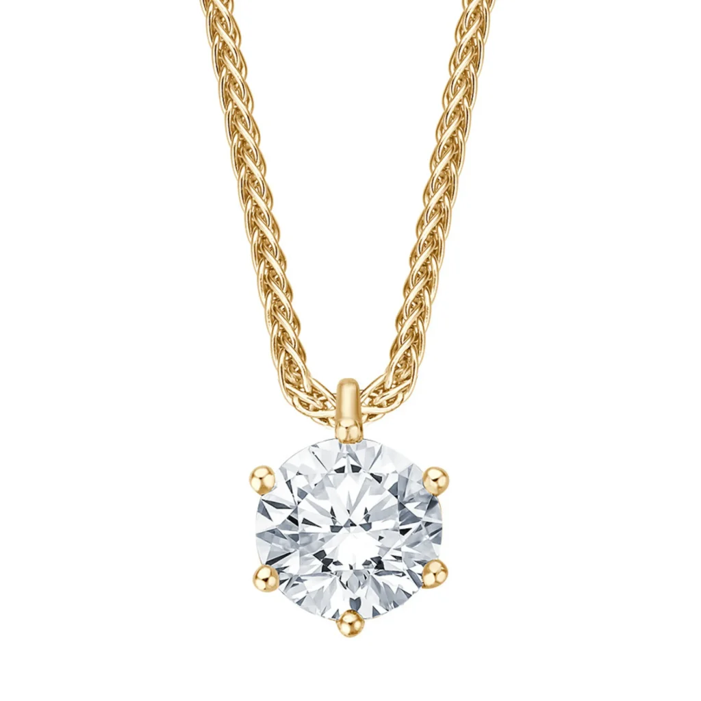 Brillant-Anhänger in Gelbgold 585 an feiner Goldkette