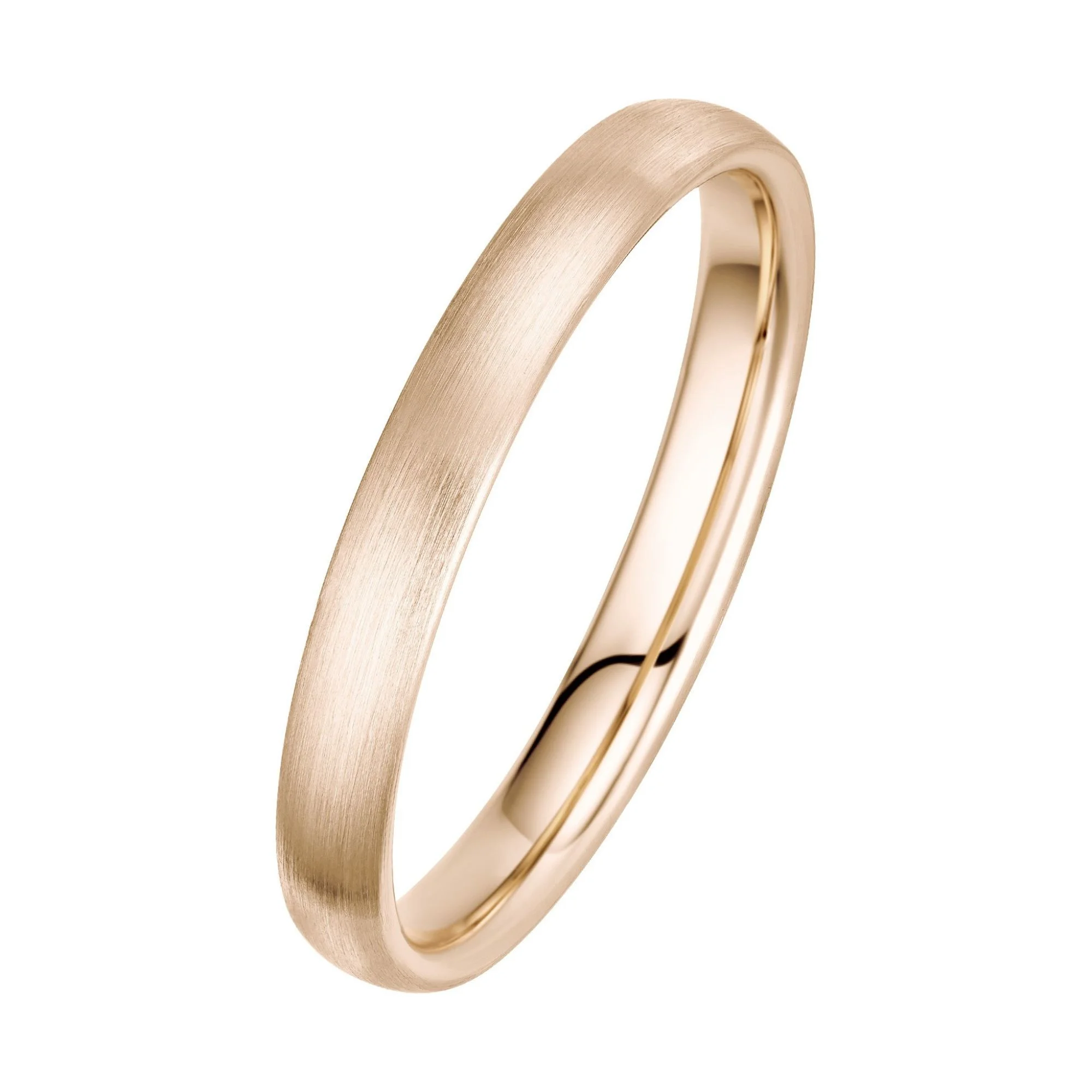 Herrenring strichmatt in Roségold 585, 3 mm breit, schlichte Trauring-Schiene – MainTrauring