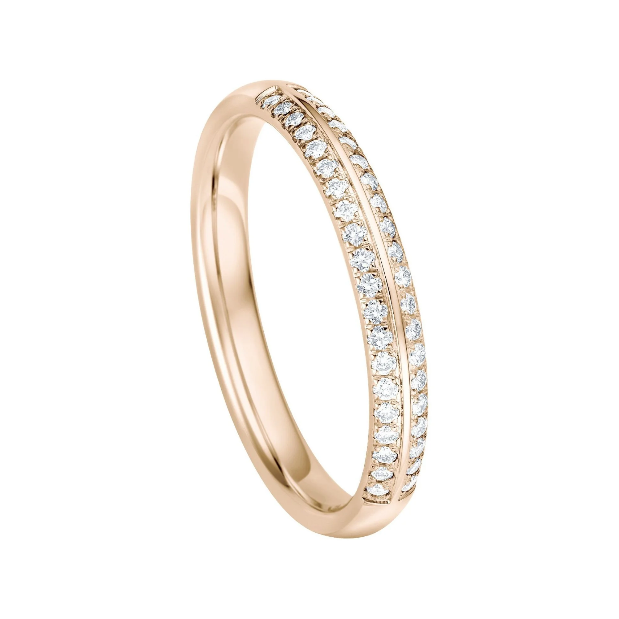 Damenring Roségold 585 mit 40 Brillanten in zwei Reihen Pavé gefasst, 2,6 mm breit – MainTrauring 01-1602