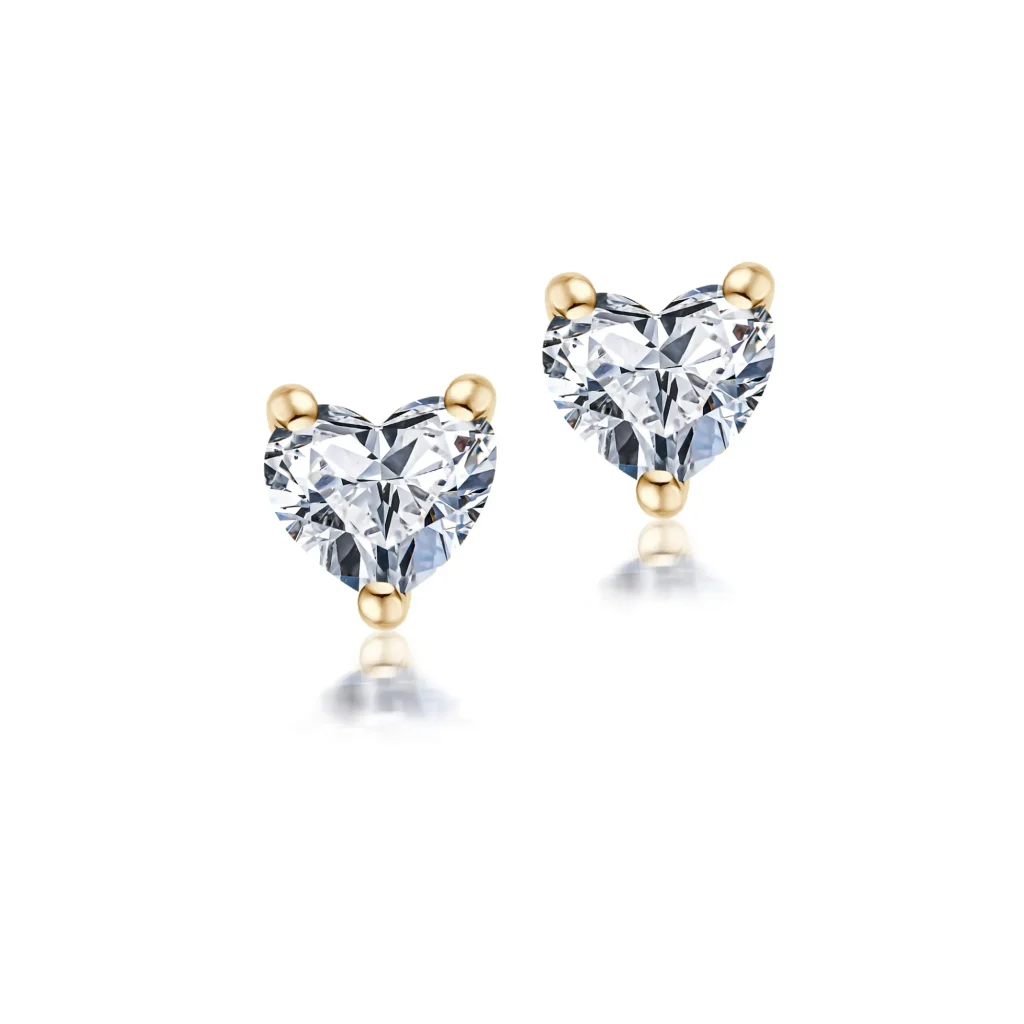 Ohrstecker Herz Solitär in Weißgold 585 mit je einem Herz-Diamanten 0,10 ct, Paar