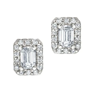 Ohrstecker Emerald Cut mit Brillanten in Weißgold 585, Paar