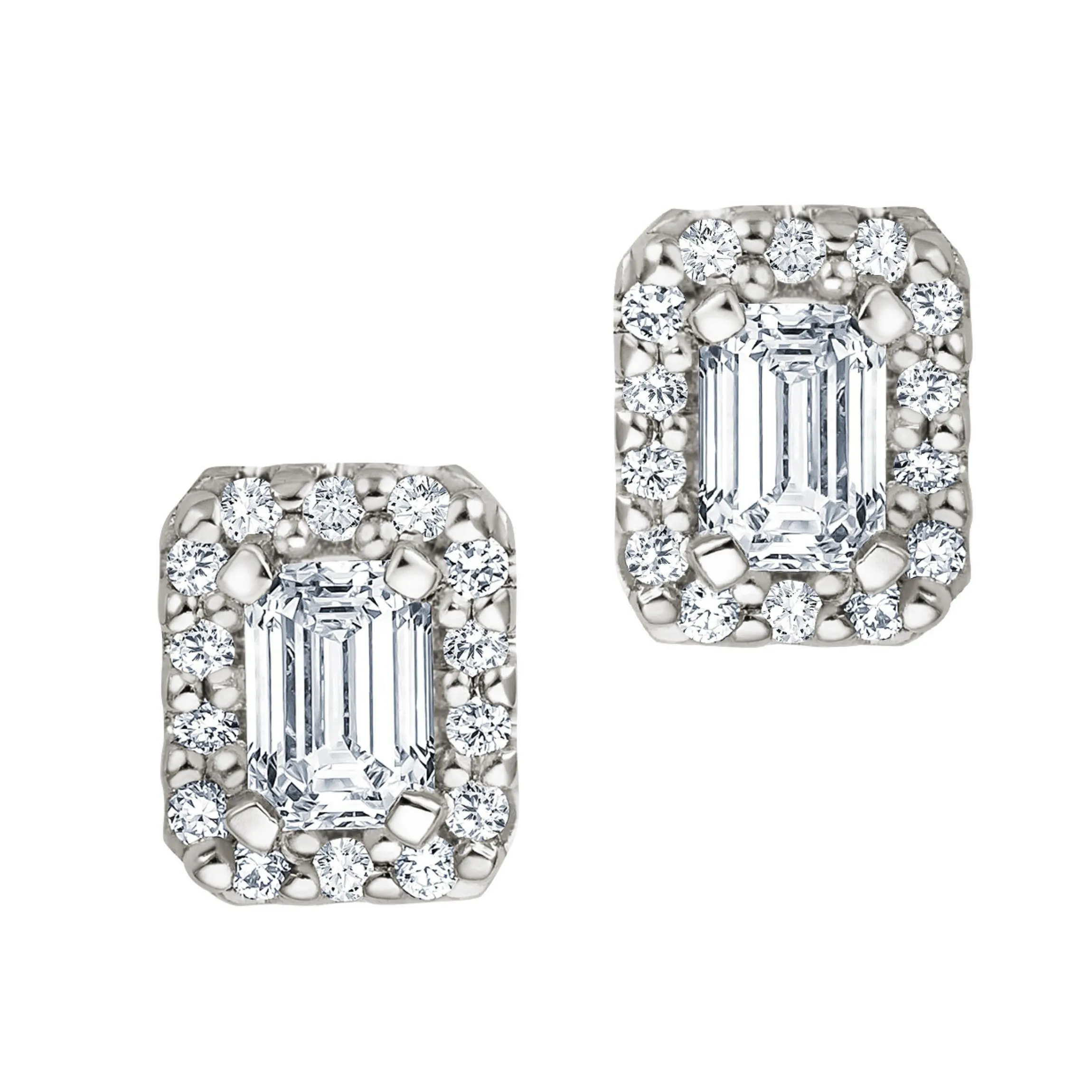 Ohrstecker Emerald Cut mit Brillanten in Weißgold 585, Paar