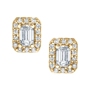 Ohrstecker Emerald Cut mit Brillanten in Gelbgold 585, Paar