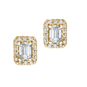 Ohrstecker Emerald Cut mit Brillanten in Gelbgold 585, Detailansicht