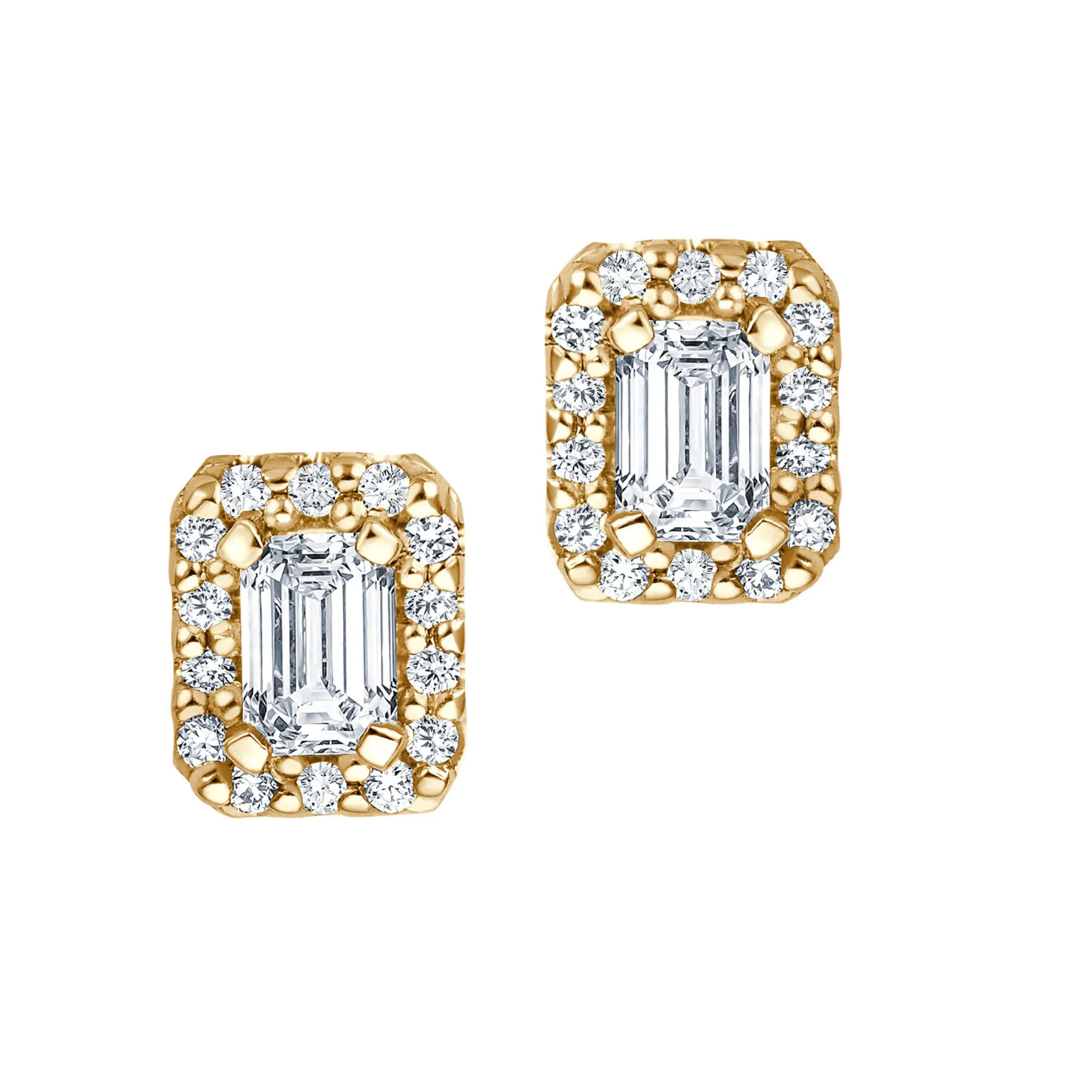 Ohrstecker Emerald Cut mit Brillanten in Gelbgold 585, Detailansicht