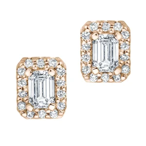 Ohrstecker Emerald Cut mit Brillanten in Roségold 585, Paar