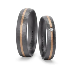 Trauringe Tantal Hammerschlag mit Rotgold-Inlay, Ansicht 2